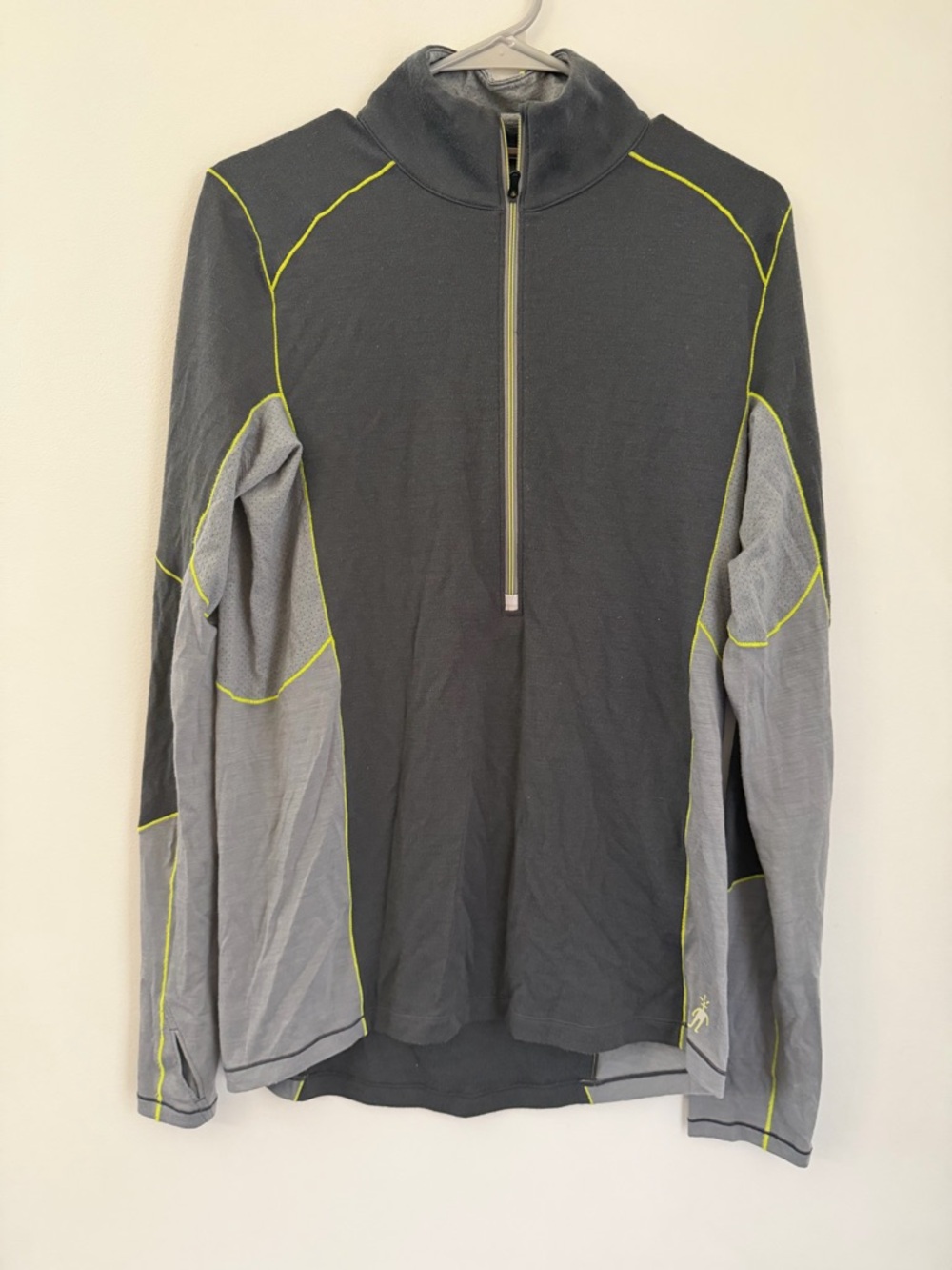 Smartwool PhD Quarter Zip Merino Wool Pullover Mens Medium Gray Athletic Hiking